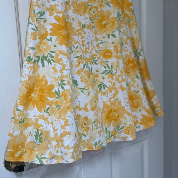Vintage Yellow Floral Strapless Garden Party Dress M - Picture 4 of 14